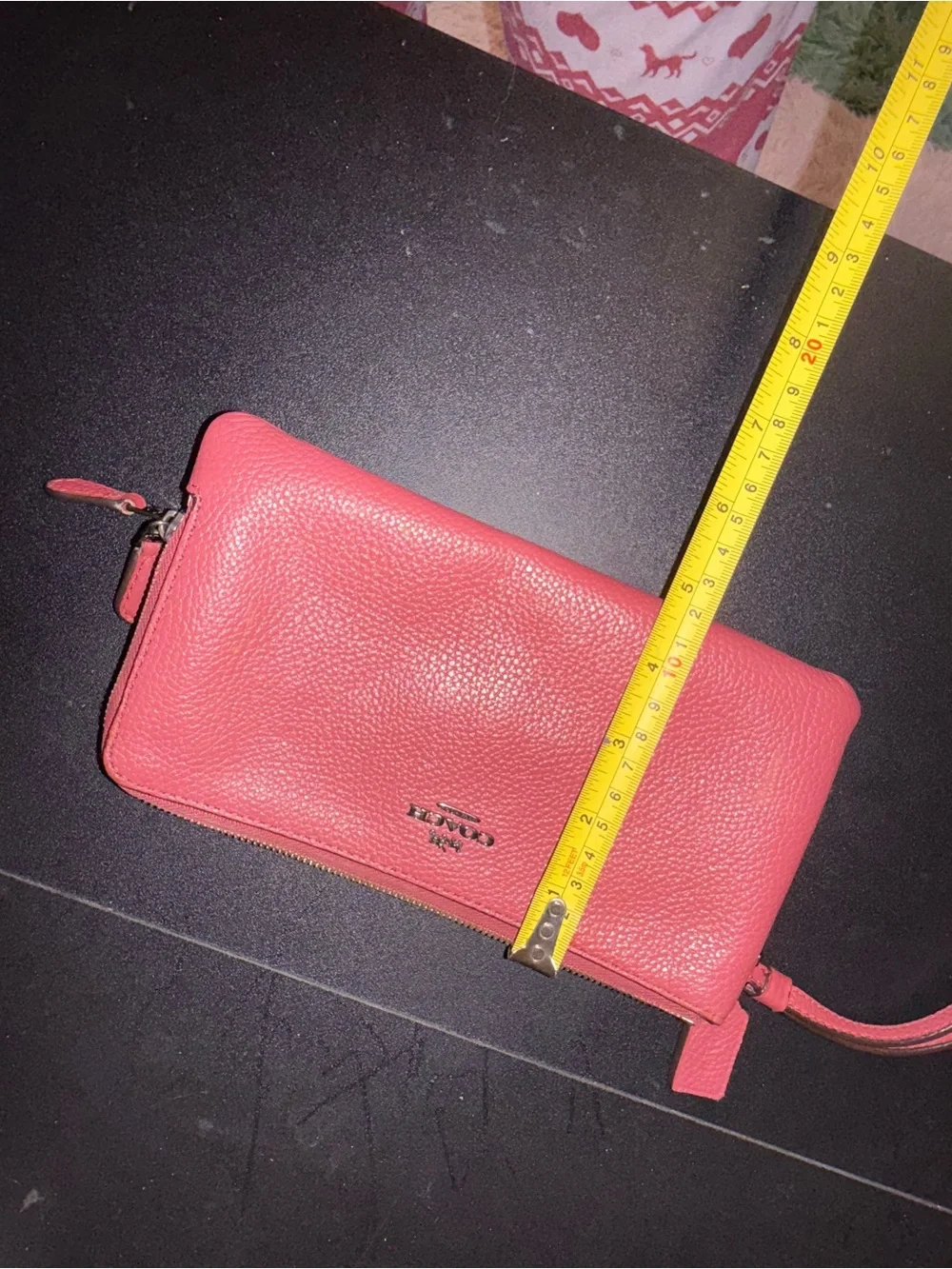 Coach Pebbled Leather Wristlet Clutch - Coral Pink